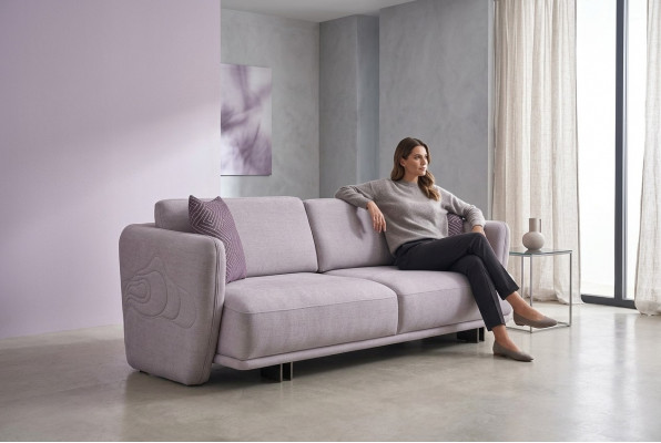 Dräisëtzer Canapé Sofa 3 Sëtzer Gro Stoff Stoffsofa Polstersofa Design
