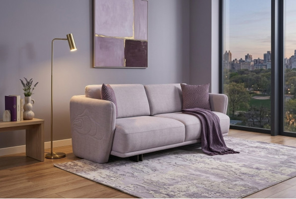 Dräisëtzer Canapé Sofa 3 Sëtzer Gro Stoff Stoffsofa Polstersofa Design