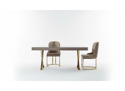Iessen Dësch Iessgruppe Iesseck Iesszëmmer Holz Braun Set 7tlg Still Luxus