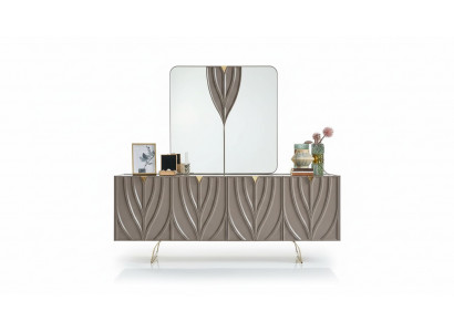 Anrichte Garnitur Sideboard mat Spigel Iesszëmmer Holz Brong Schaf