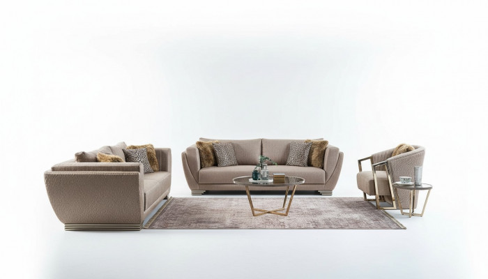 Stoffsofaen Sofagarnitur Dräisëtzer Polstersofa Brong Set 3tlg Modern