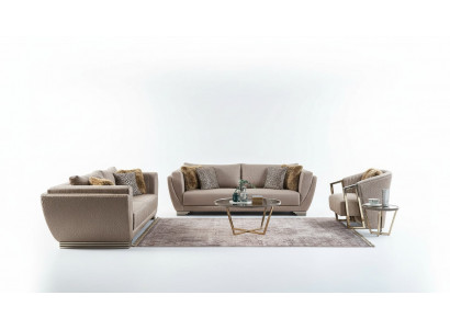 Stoffsofaen Sofagarnitur Dräisëtzer Polstersofa Brong Set 3tlg Modern