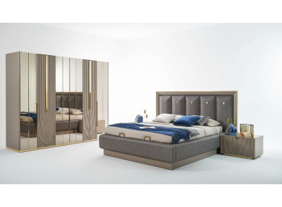 Komplett Schlofzëmmerméevel Duebelbett Bett Brong Set 4 Deeler Nuetsdëscher