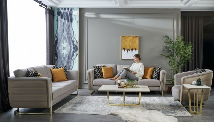 Couchgarnitur Stoffsofa Sofagarnitur Polstersofa Gro Modern Set 3tlg