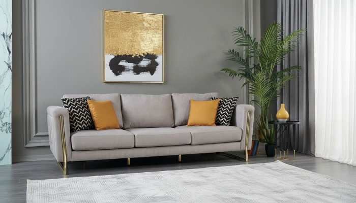 Dräisëtzer Canapé Sofa 3 Sëtzer Griich Stëbszofa Polstersofa Modern