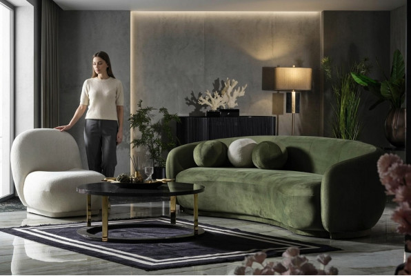 Garnitur Stoffsofa Sofagarnitur Polstersofa Modern Set 2-Stéck Rout Sofa