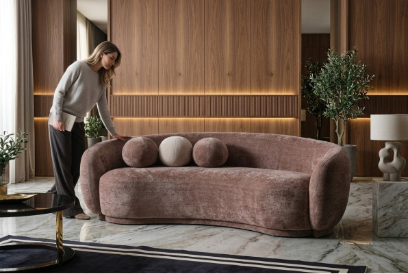 Dreisitzer Couch Sofa 3 Sëtzer Brong Stoff Stoffsofa Polstersofa Luxus