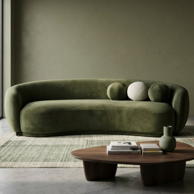 Stoffsofa Dräisëtzer Couch Sofa 3 Sëtzer Gréng Stoff Polstersofa Modern