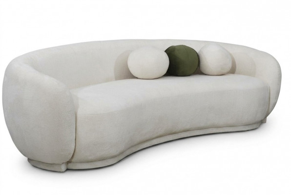 Modern Stoffsofa dräi-Sëtzer Canapé Sofa 3-Sëtzer Wäiss Stoff Polstersofa