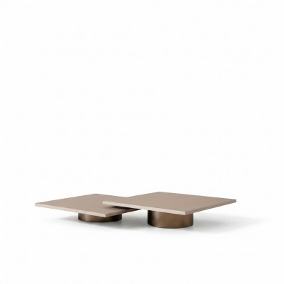Grupp Dëscher Couchtisch Kaffisdësch Säitentësch Holz Set Beige 2-Deelstell.