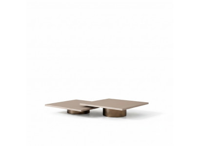 Grupp Dëscher Couchtisch Kaffisdësch Säitentësch Holz Set Beige 2-Deelstell.