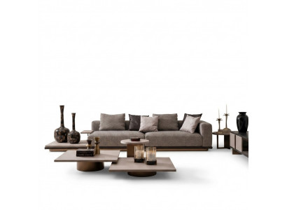 Set vu Wohnzimmermiwwel: Véiersëtzer Canapé, 4 Sëtzer Couch, 5 Deeler Set mat Couchtischen a Gréngrauweiß.