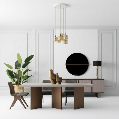 Iesszëmmer Iessgrupp Iesszëmmerméibel Iessdësch Iesseck 9 Deeler Holz Béis