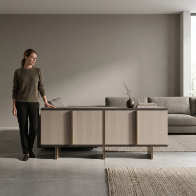 Sideboard Anrichte Kommode Holz Iesszëmmer Beige Schaf Holzschaf