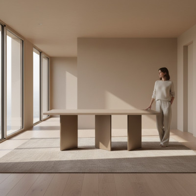 Iessdësch Iesszëmmerdësch Dësch Iesszëmmer Holz Beige Modern Miwwel Dëscher