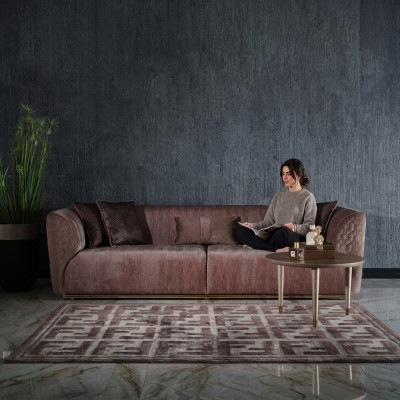 Modern Drësëtzerg Sofa 3 Sëtz Polstersofa Stoffsofa Modern Braun Sofas