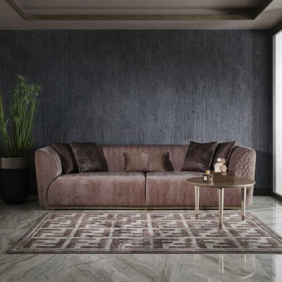 Modern Drësëtzerg Sofa 3 Sëtz Polstersofa Stoffsofa Modern Braun Sofas