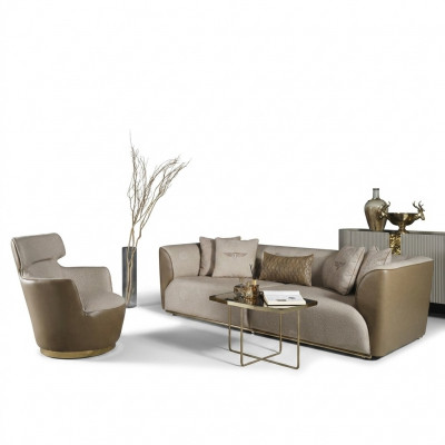 Sofa Garnitur Dräisëtzer Fotell Stoffsofa Beige Polstersofa Sofas Set