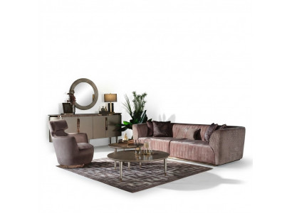 Sofa-Set Polstersofa Stoffsofa Dräisëtzer Sofa 3 Sëtz Fotell Gro