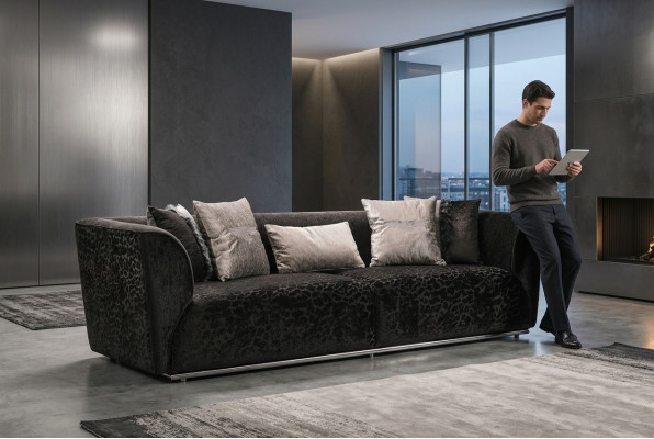 Dreisëtzer Sofa 3 Sëtzer Polstersofa Stoffsofa Modern Sofas Schwaarz