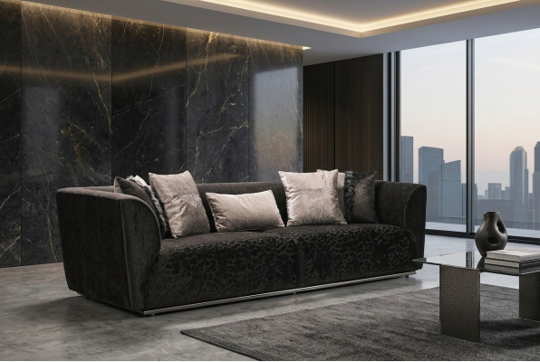 Dreisëtzer Sofa 3 Sëtzer Polstersofa Stoffsofa Modern Sofas Schwaarz