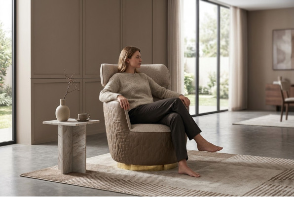Ohrsessel Still Stoft Sëtz Eensëtzer Beige Clubsessel Modern