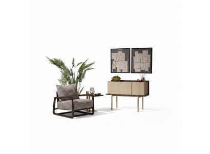 Wunnzëmmer Set 3tlg Fauteuil Beistelltische Sideboard Grom Grupp Relax