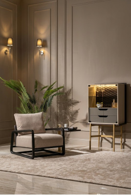 Grupp Living Raum Set 3 Stéck Fauteuil Still Dësch Schaf Gro Relax