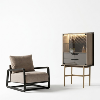 Grupp Living Raum Set 3 Stéck Fauteuil Still Dësch Schaf Gro Relax