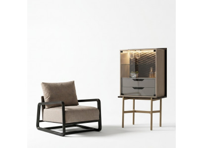 Grupp Living Raum Set 3 Stéck Fauteuil Still Dësch Schaf Gro Relax
