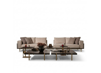 Viersëtzeger Sofa 4 Sëtz Polstersofa Stoffssofa Béisch Modernen Dësch Nei