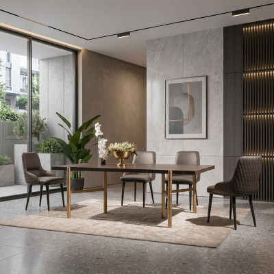 Iessdësch Iesszëmmerdësch Dësch Iesszëmmer Holz Brong Modern Gold Design