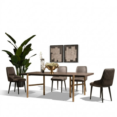 Iessdësch Iesszëmmerdësch Dësch Iesszëmmer Holz Brong Modern Gold Design