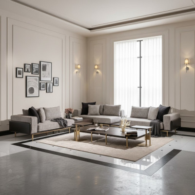 Ecksofa L Form Eckgarnitur Grousst Canapé Grau Polstersofa Stoffsofa Neit