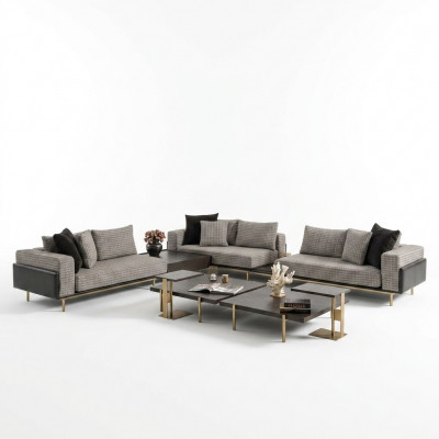 Ecksofa L Form Eckgarnitur Grousst Canapé Grau Polstersofa Stoffsofa Neit