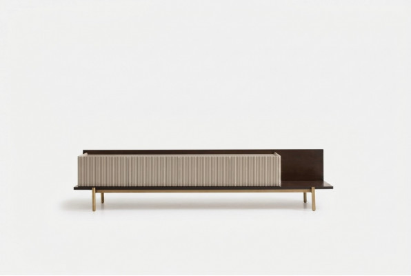 Sideboard RTV Lowboard TV Ständer Dësch Wunnzëmmer Holz Beige Modern