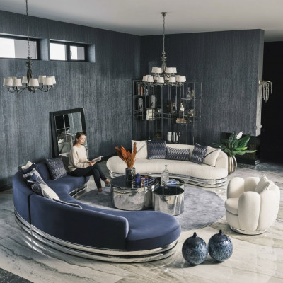 Komplett Canapé-Set Stoff-Sofa Polstersofa Couch Blo Set Sofa 3 Stécker