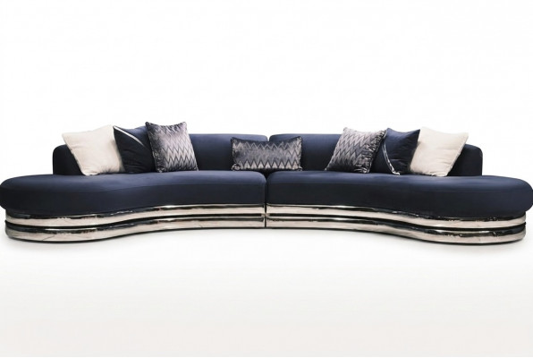 Couch Sofa 5 Sëtzer Polstersofa Grousst Stoffsofa Blo Modernen Design