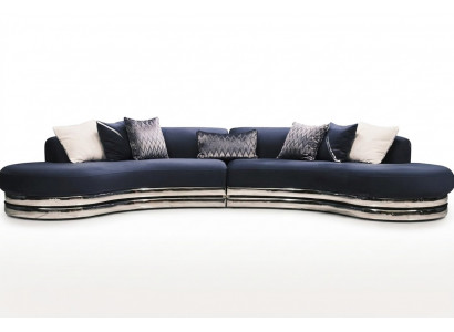 Couch Sofa 5 Sëtzer Polstersofa Grousst Stoffsofa Blo Modernen Design
