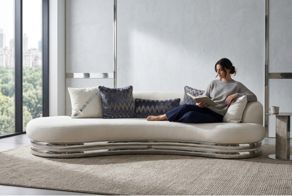 Dreisëtzer Canapé Sofa 3 Sëtzer Polstersofa Stoffssofa Modern Wäiss