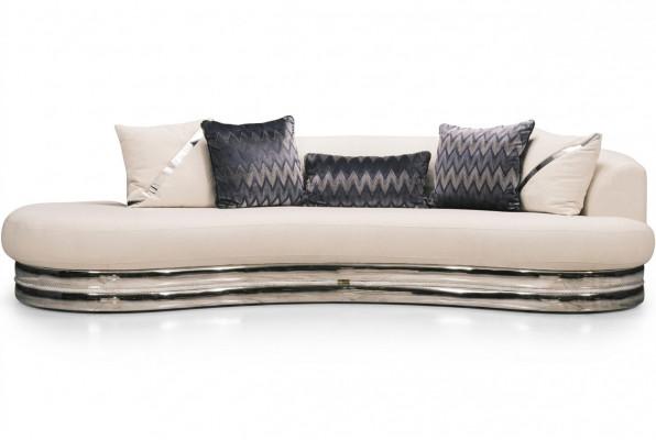 Dreisëtzer Canapé Sofa 3 Sëtzer Polstersofa Stoffssofa Modern Wäiss