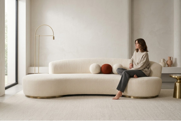 Dreisëtzer Polstersofa Couch Sofa 3-Sëtzer Stoffsofa Modern Wäiss