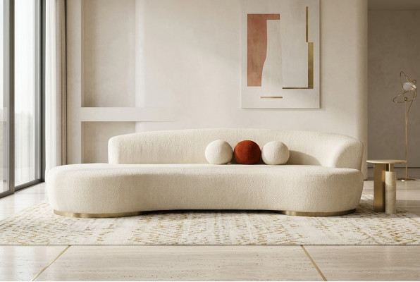 Dreisëtzer Polstersofa Couch Sofa 3-Sëtzer Stoffsofa Modern Wäiss