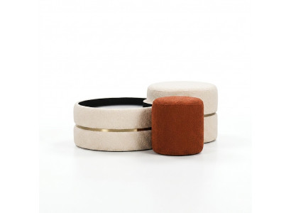 Grupp Foussocker Sëtzpouf 3-deel Set Pouf Kaffisdësch Hocker Modern Dësch