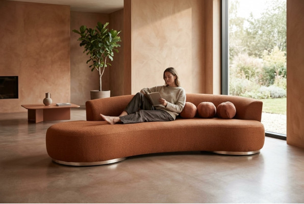Modern Polstersofa Dräisëtzer Couch Sofa 3 Sëtzer Stoffssofa Orange
