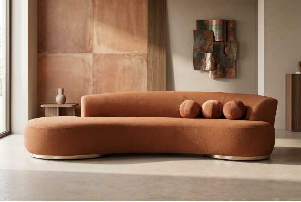 Modern Polstersofa Dräisëtzer Couch Sofa 3 Sëtzer Stoffssofa Orange