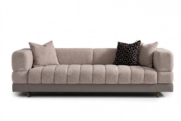 Dräisëtzeger Couch Sofa 3 Sëtzer Polstersofa Stoffsofa Modern Gro
