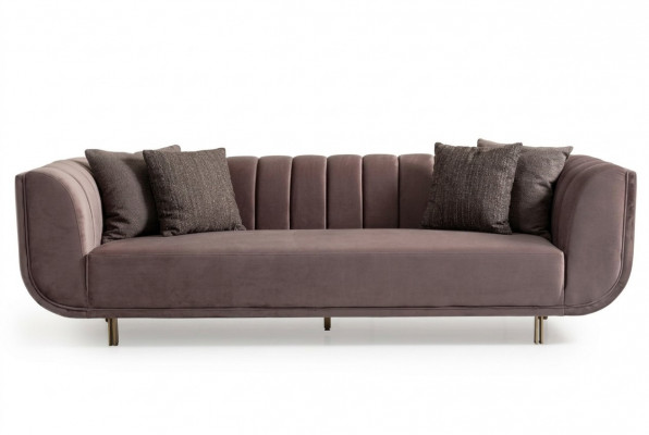 Modern Dräisëtz Couch Sofa Polstersofa Stoffsofa Lila, 3-Sëtz, Nei