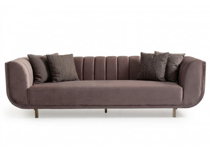 Modern Dräisëtz Couch Sofa Polstersofa Stoffsofa Lila, 3-Sëtz, Nei