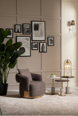 Komplett Wunnzëmmer Still Bäizanteler 4tlg Stoff Gro Holz Modern